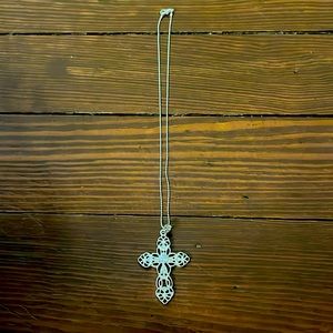 Silver rhinestone cross necklace-not sure if it’s real silver